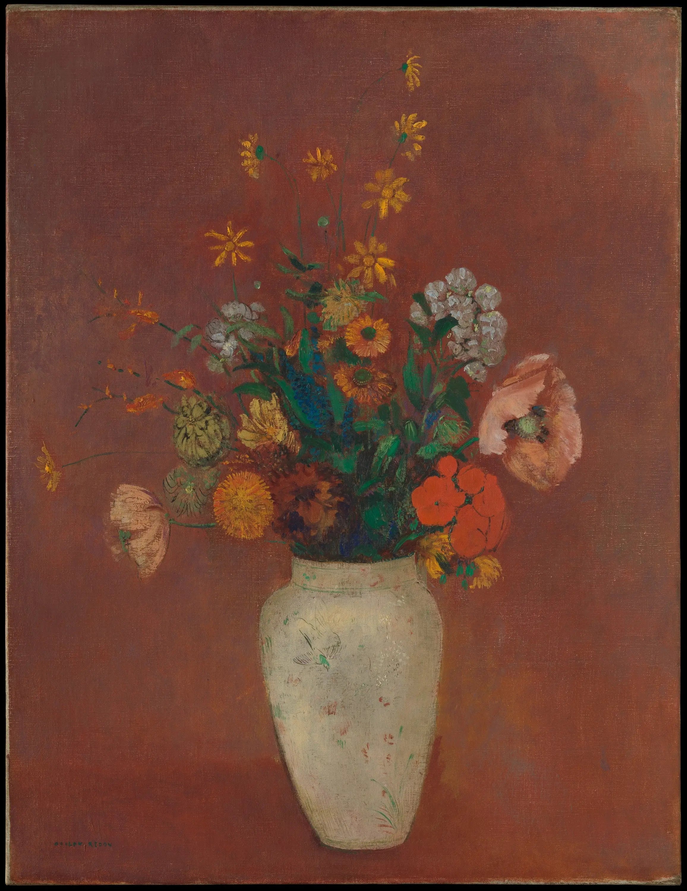Bouquet dans un vase chinois - Odilon Redon image 1 copie peinte à la main à l’huile
