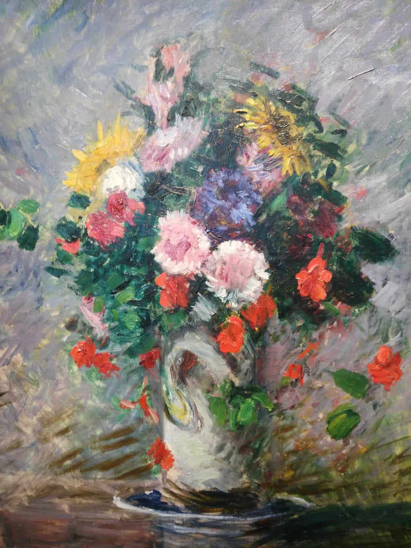 Bouquet di margherite, nasturzi e girasoli in un vaso - Gustave Caillebotte