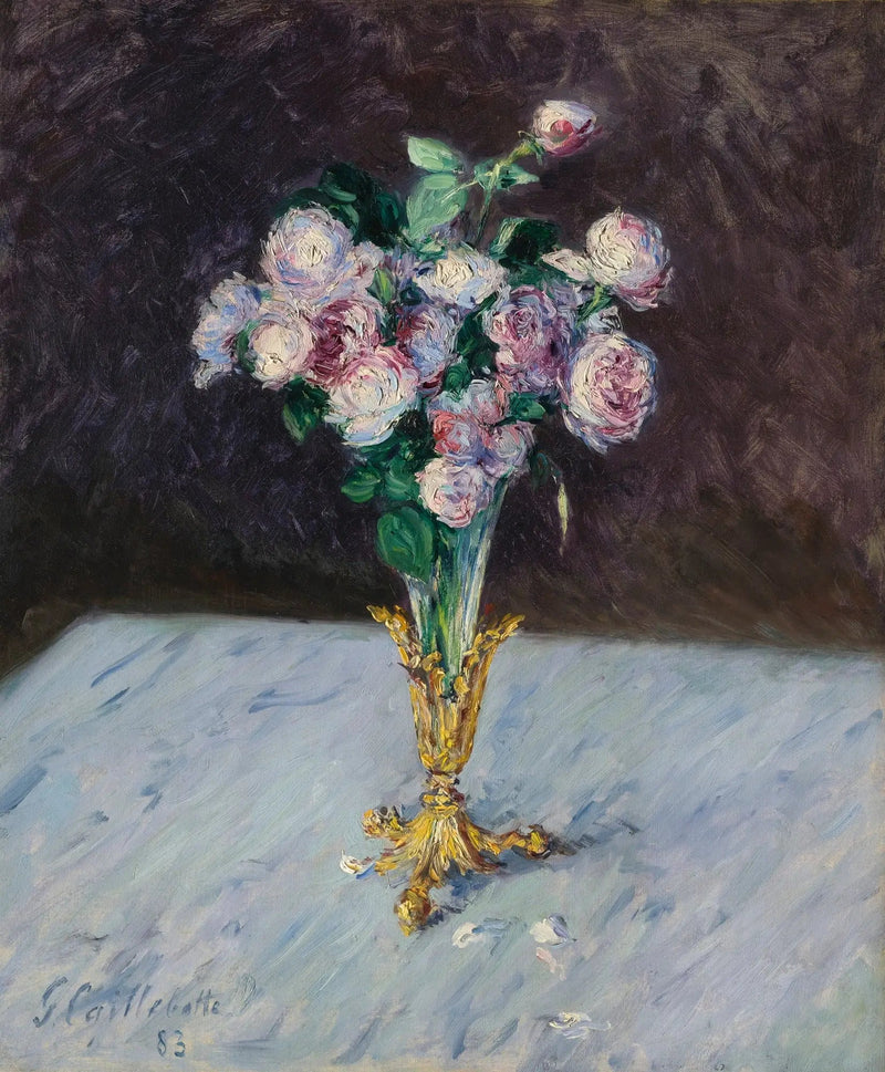 Bouquet di rose in un vaso di cristallo - Gustave Caillebotte