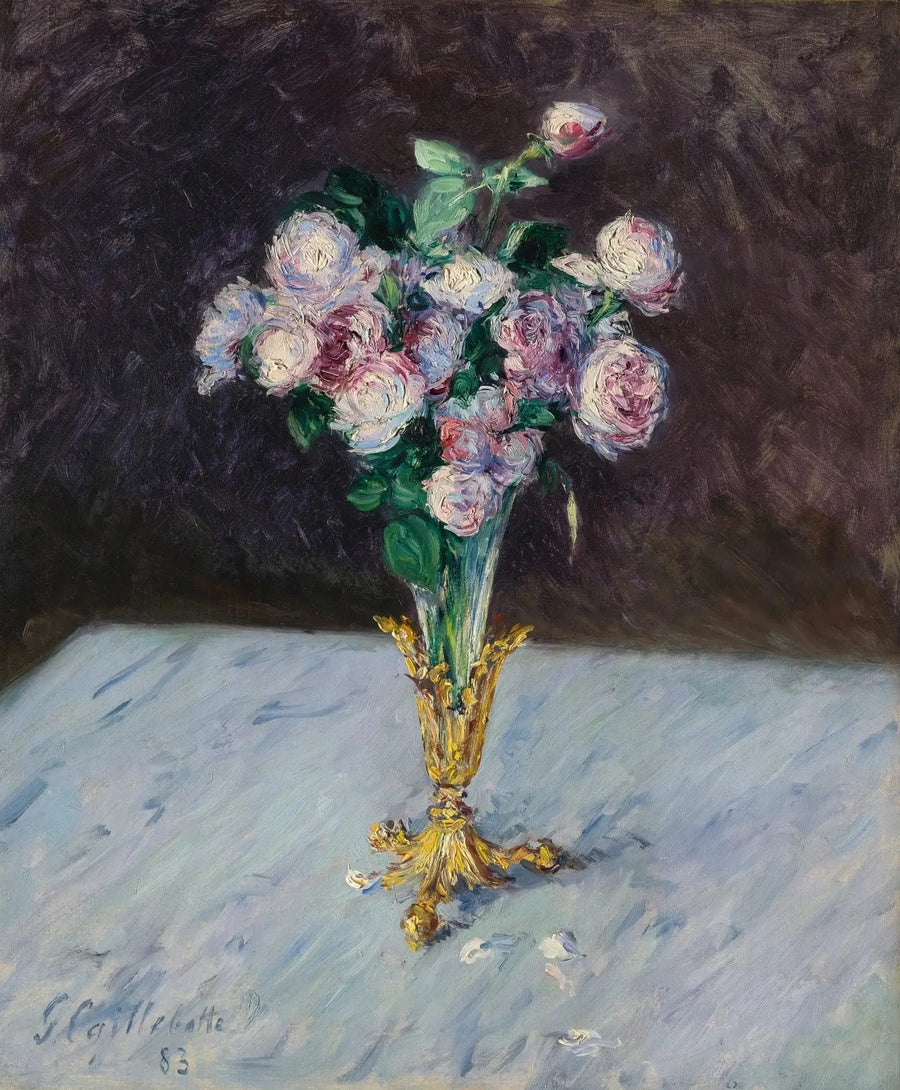 Bouquet di rose in un vaso di cristallo - Gustave Caillebotte