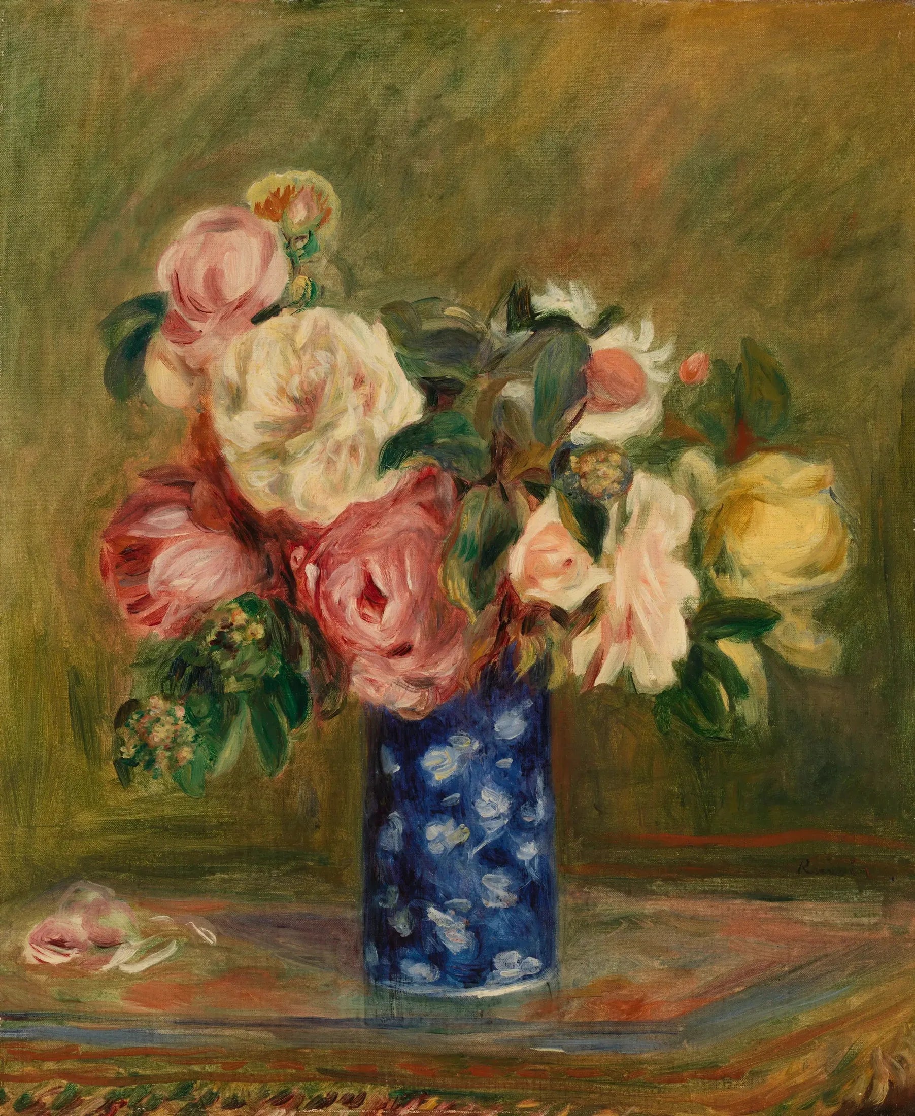 Bouquet de roses (Le Bouquet de roses) - Pierre-Auguste Renoir image 1 reproduction de peinture à l’huile
