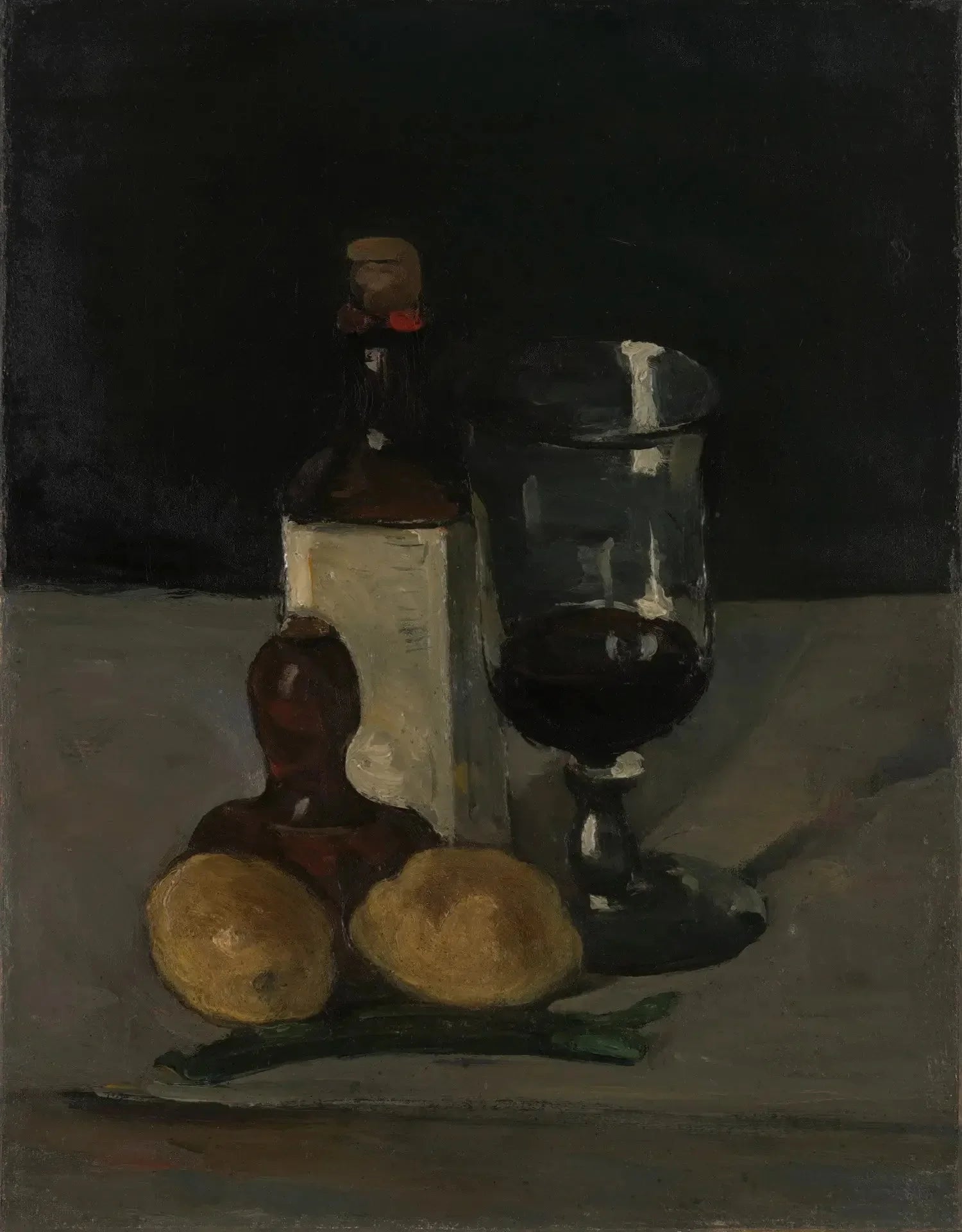 Bouteille, verre et citrons - Paul Cézanne image 1 tableau peint à l’huile sur toile