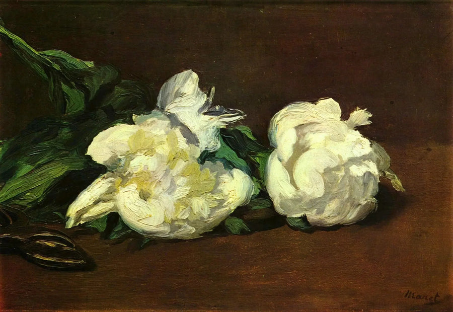 Rametto di peonie bianche e cesoia - Édouard Manet