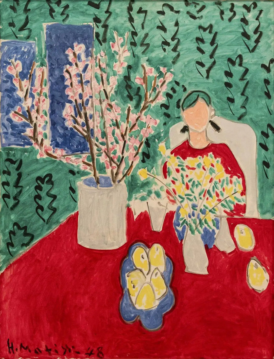 Rametto di prugno, sfondo verde - Henri Matisse