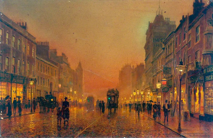 Briggate, Leeds - John Atkinson Grimshaw image 1 copie de tableau peinte à la main