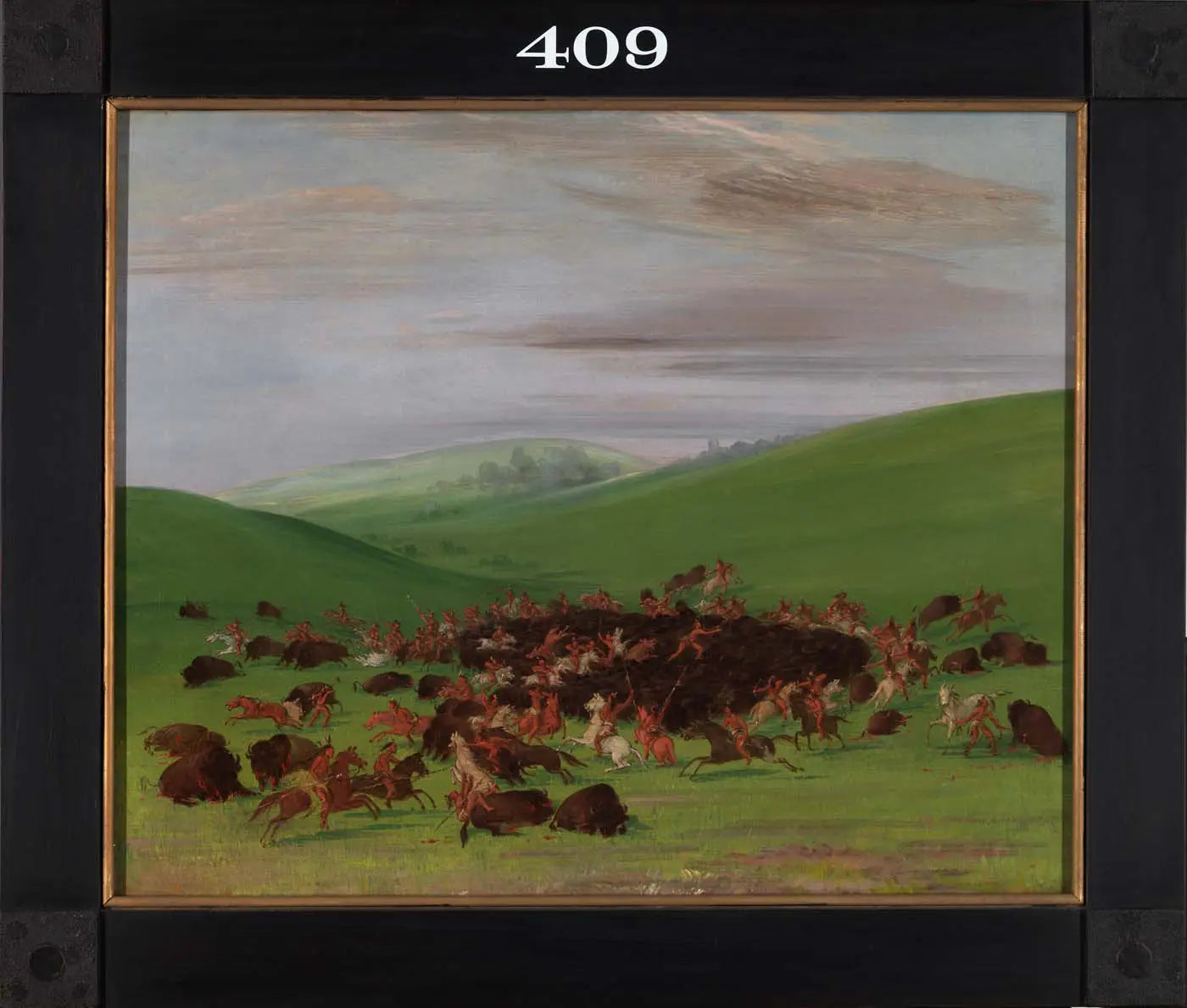 Buffalo Chase entouré des Hidatsas - George Catlin - Alpha Reproduction