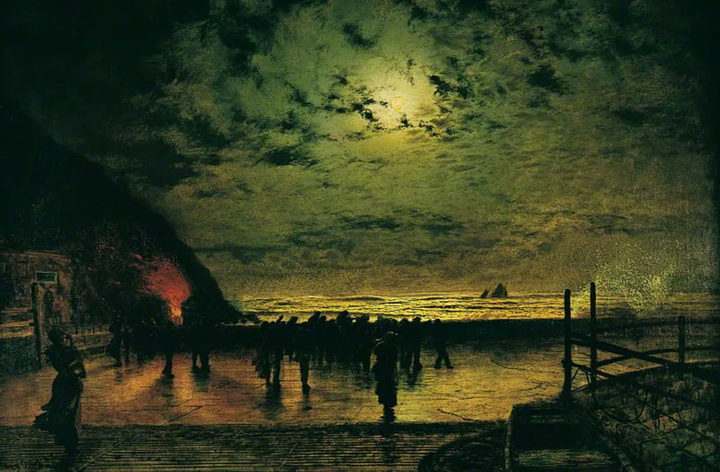 « Burning Off », un bateau de pêche a Scarborough - John Atkinson Grimshaw