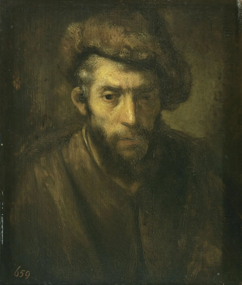 Busto di uomo con cappello di pelliccia - Rembrandt