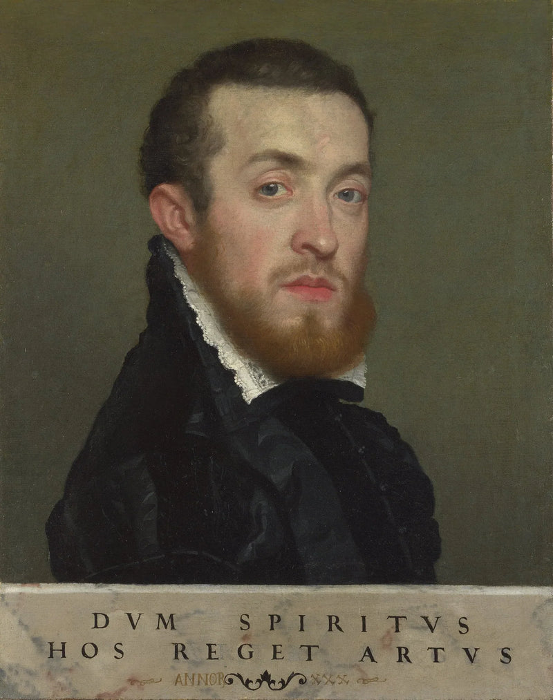 Busto di un giovane uomo con un'iscrizione - Giovanni Battista Moroni