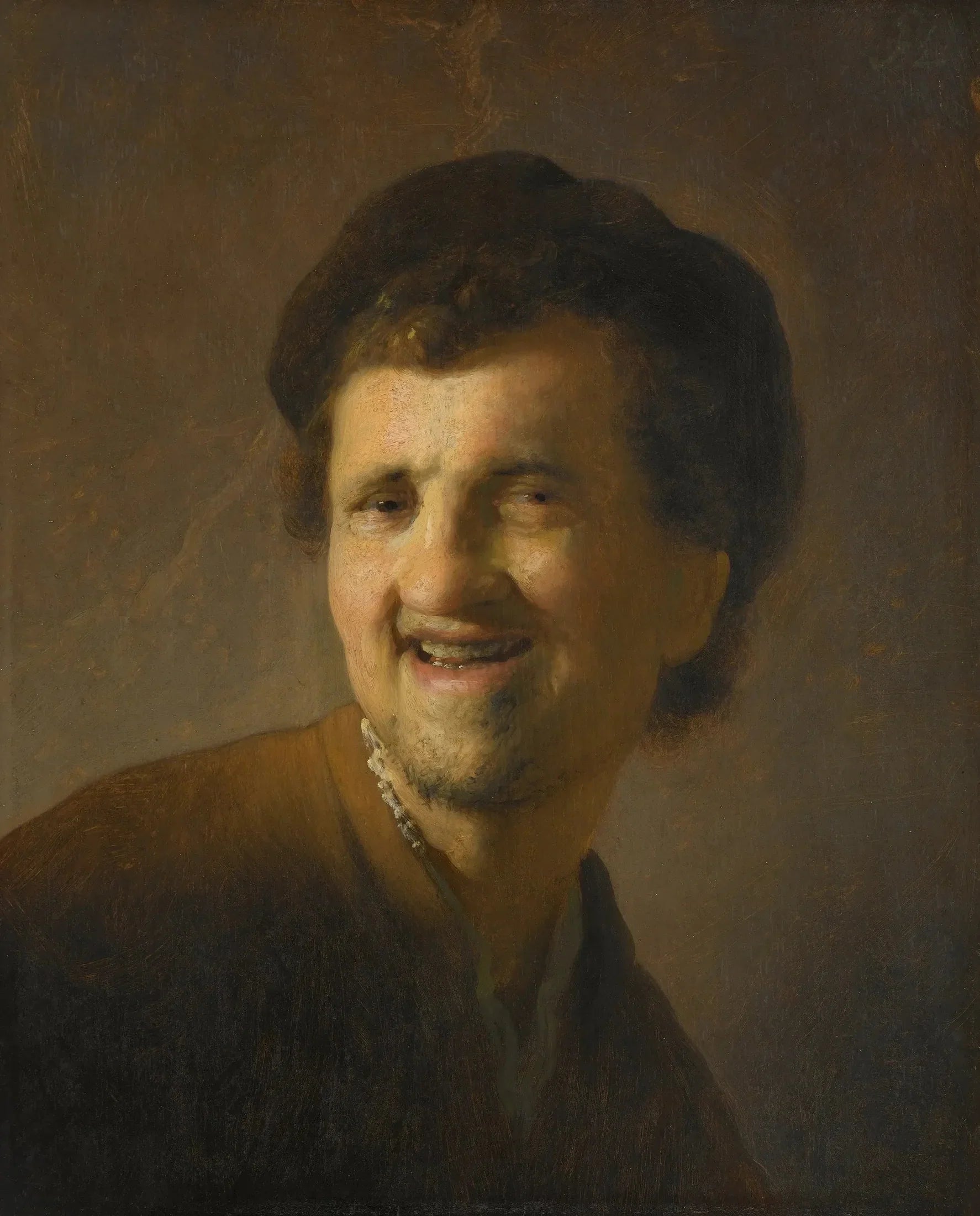 Buste d'un jeune homme rieur - Rembrandt image 1 reproduction de peinture à l’huile