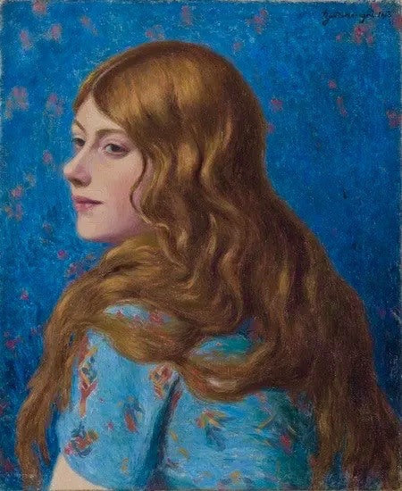 Busto di donna rossa vista di profilo - Federico Zandomeneghi