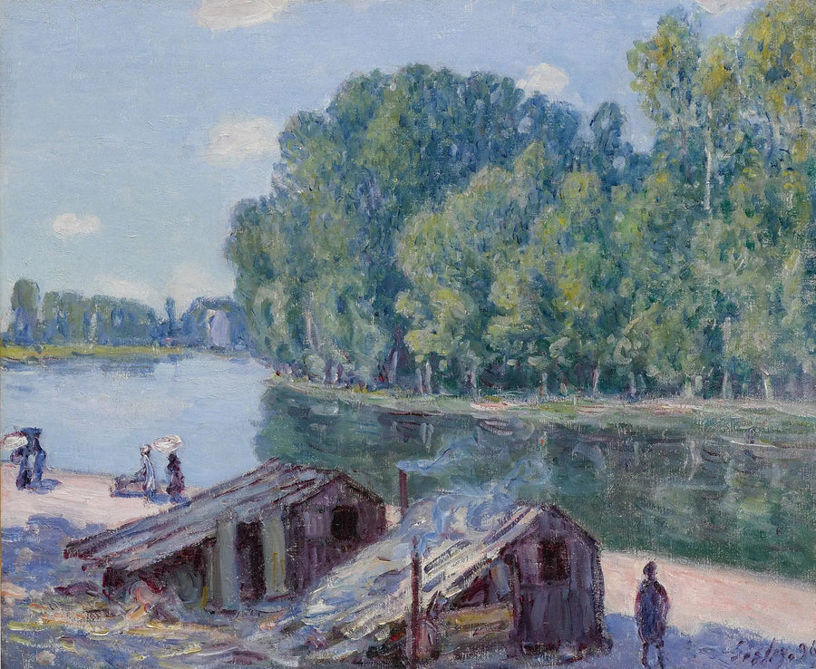 Capanni lungo il canale del Loing, Effetto di sole - Alfred Sisley