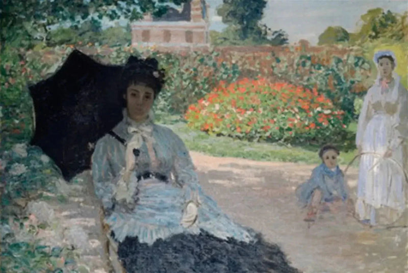 Camille in giardino con Jean e il suo buon W280 - Claude Monet