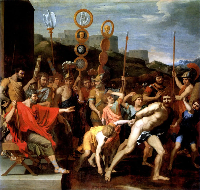 Camille consegna il maestro di scuola di Faléries ai suoi scolari - Nicolas Poussin