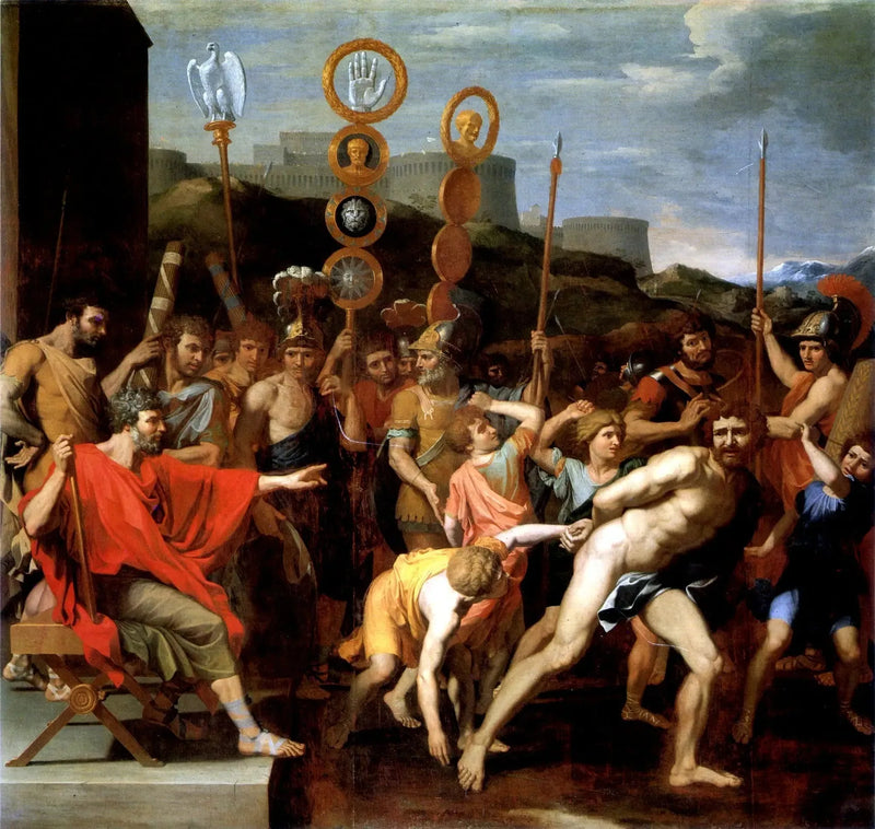 Camille consegna il maestro di scuola di Faléries ai suoi scolari - Nicolas Poussin
