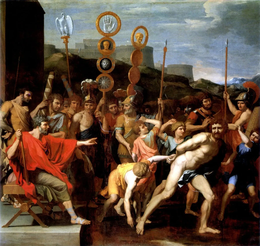 Camille consegna il maestro di scuola di Faléries ai suoi scolari - Nicolas Poussin