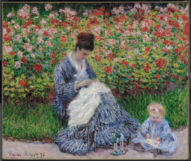 Camille Monet e un bambino nel giardino dell'artista ad Argenteuil - Claude Monet