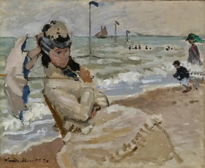 Camille sulla spiaggia di Trouville - Claude Monet