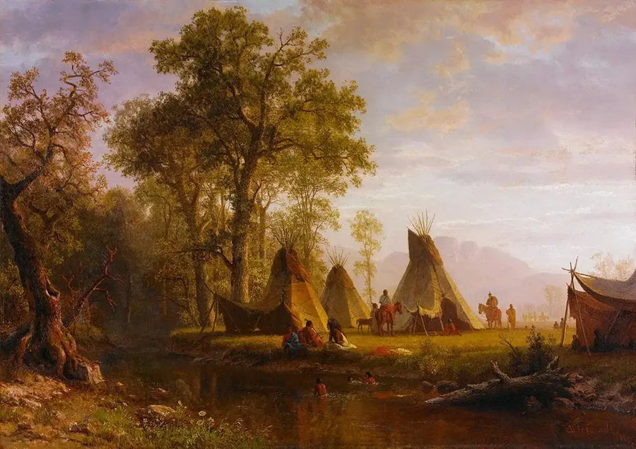 Accampamento indiano, fine pomeriggio - Albert Bierstadt