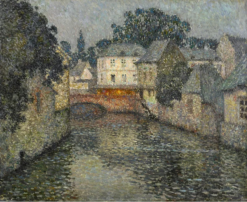 Canale con casa bianca, Harfleur - Henri Le Sidaner