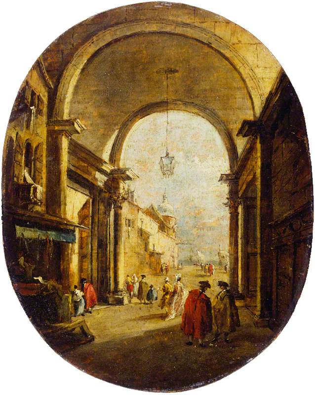 Capriccio con l'Arc de la Torre dell'Orologio - Francesco Guardi