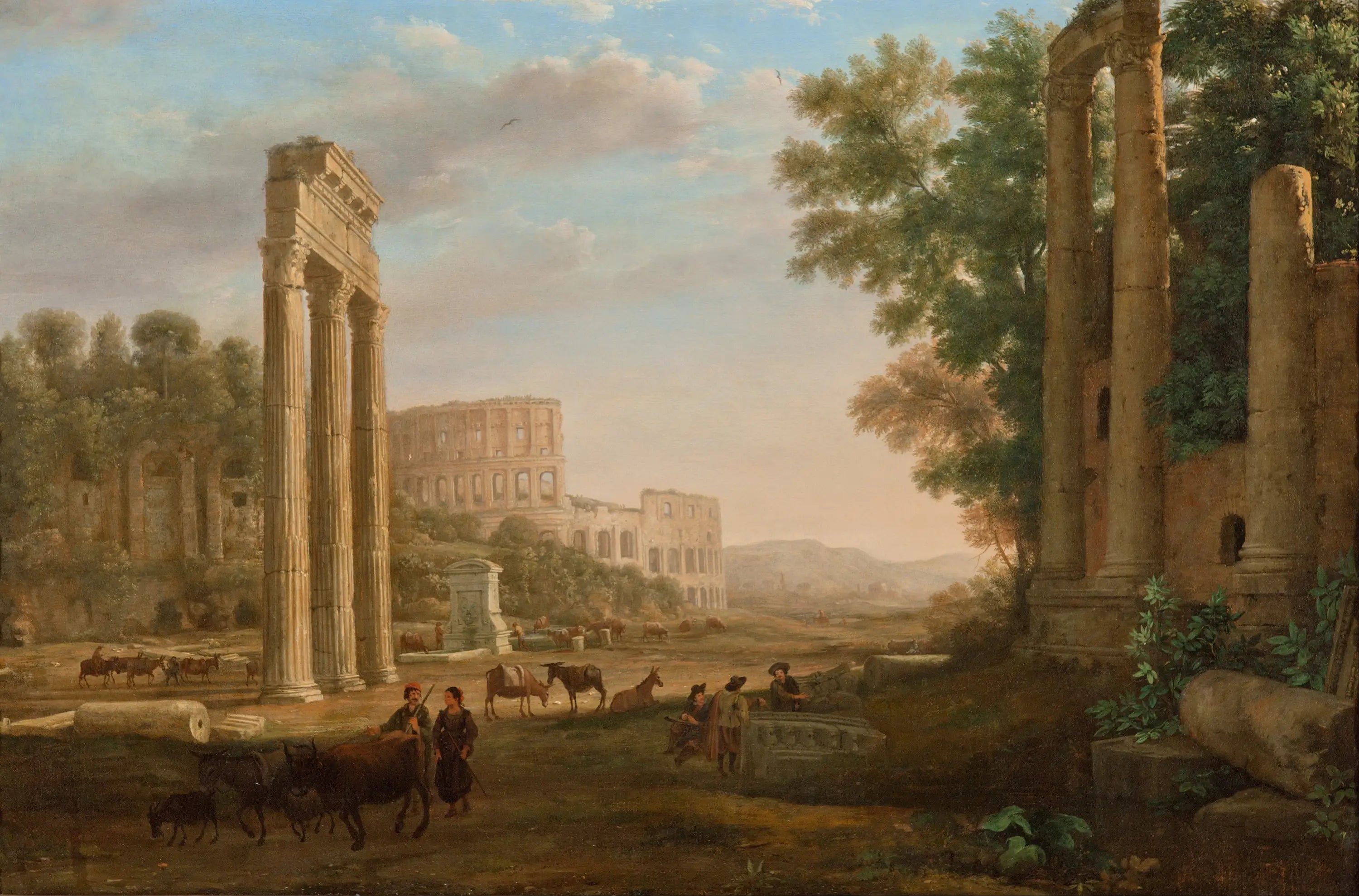Capriccio avec les ruines du Forum romain - Claude Lorrain image 1 tableau peint à l’huile sur toile