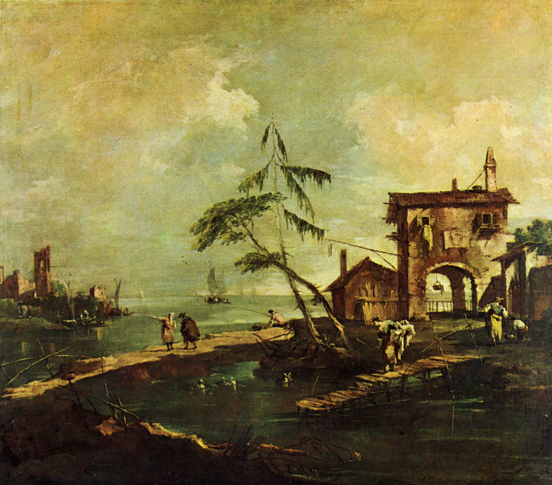 Capriccio con casa rustica al bordo della laguna - Francesco Guardi
