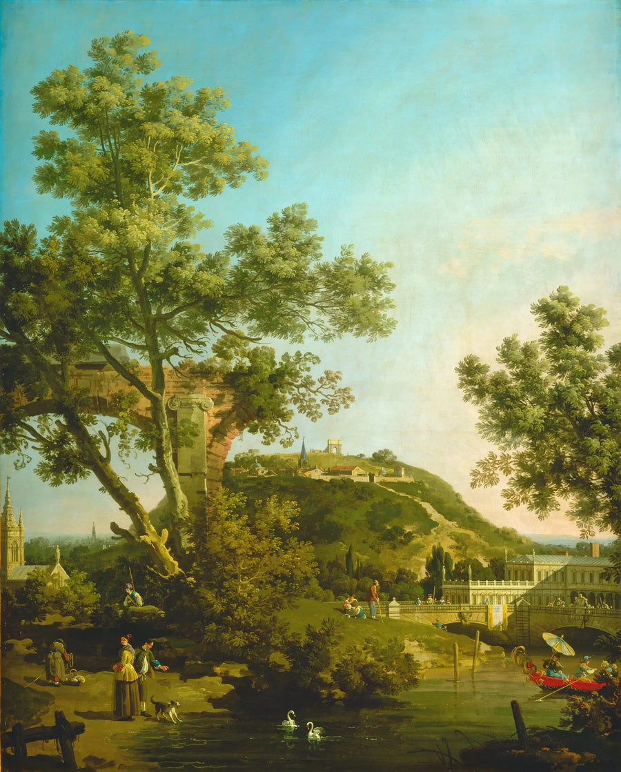 Capriccio : paesaggio inglese con un palazzo - Canaletto