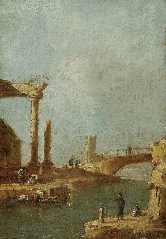 Capriccio : Rovine e un ponte - Francesco Guardi