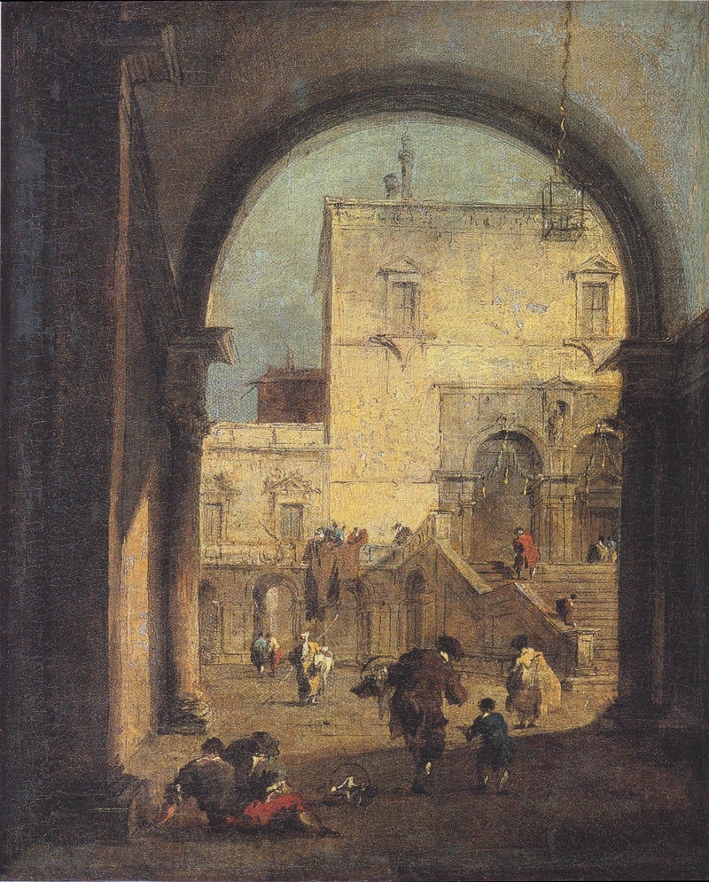 Capriccio veneziano : vista di una piazza e di un palazzo - Francesco Guardi