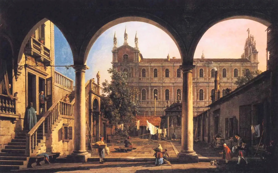 Capriccio della Scuola di San Marco dalla loggia del palazzo Grifalconi-Loredan - Canaletto