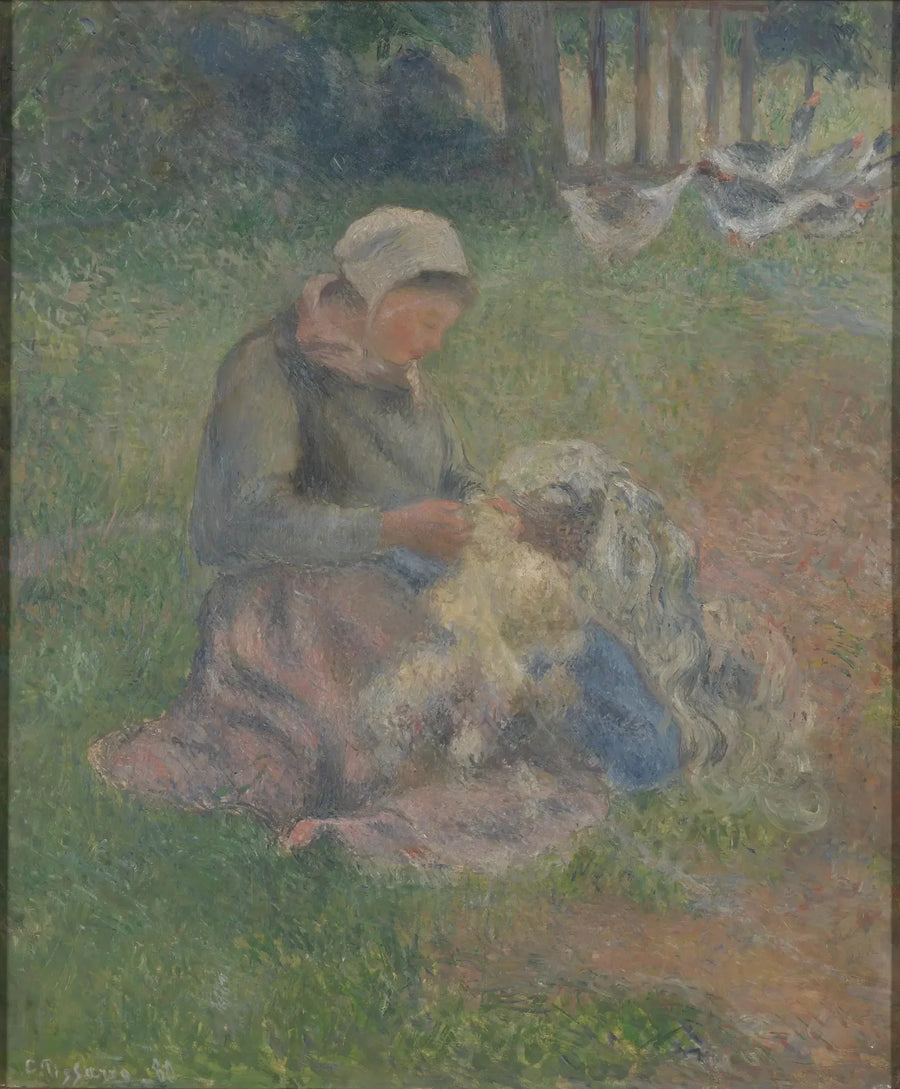 Cardatrice di lana - Camille Pissarro
