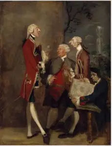 Caricatura di Thomas Brudenell, barone Bruce, dell'onorevole John Ward, di Joseph Leeson, futuro 2º conte di Milltown, e di Joseph Henry de Shafford. - Joshua Reynolds