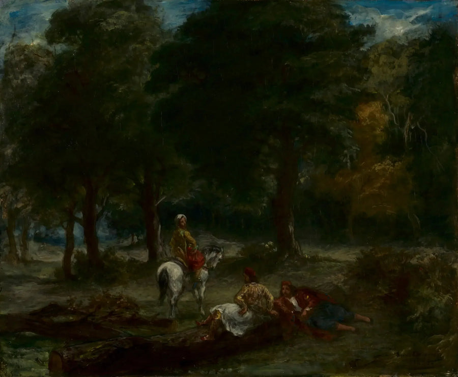Cavalieri greci a riposo in una foresta - Eugène Delacroix
