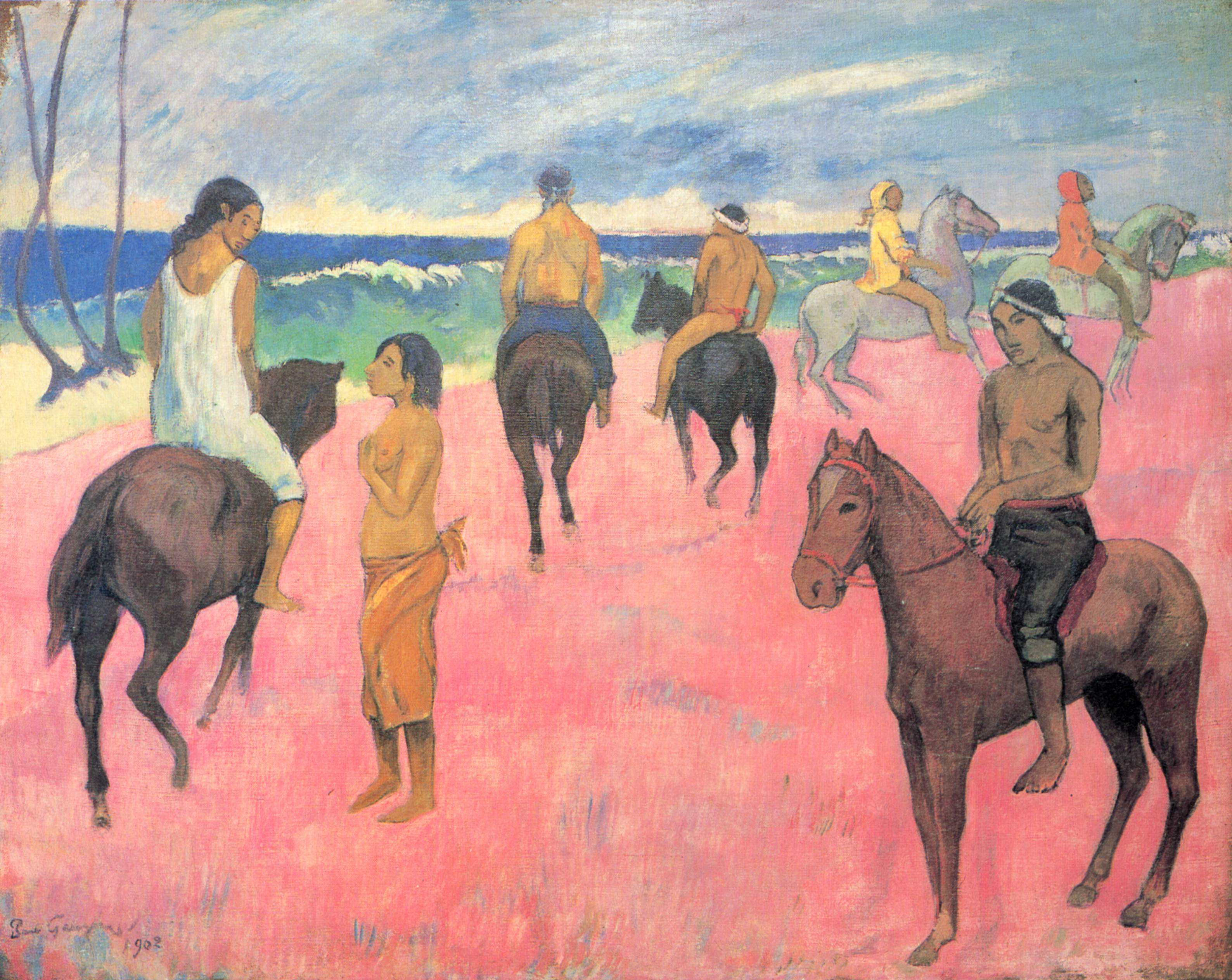 Reproduction du tableau « Cavaliers sur la plage (II) - Paul Gauguin » par Alpha Reproduction en peinture à l’huile
