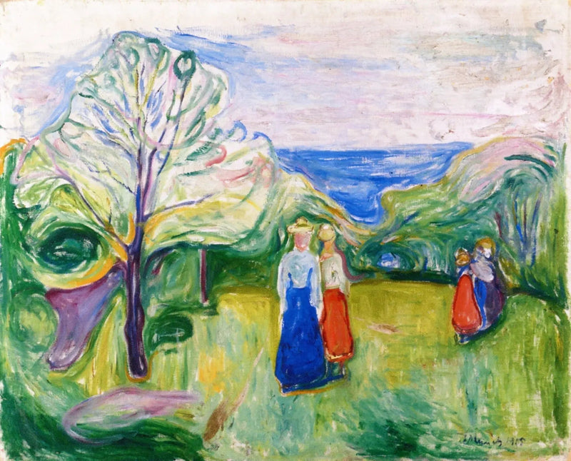 Ciliegio in fiore e Giovani Fanciulle nel giardino - Edvard Munch