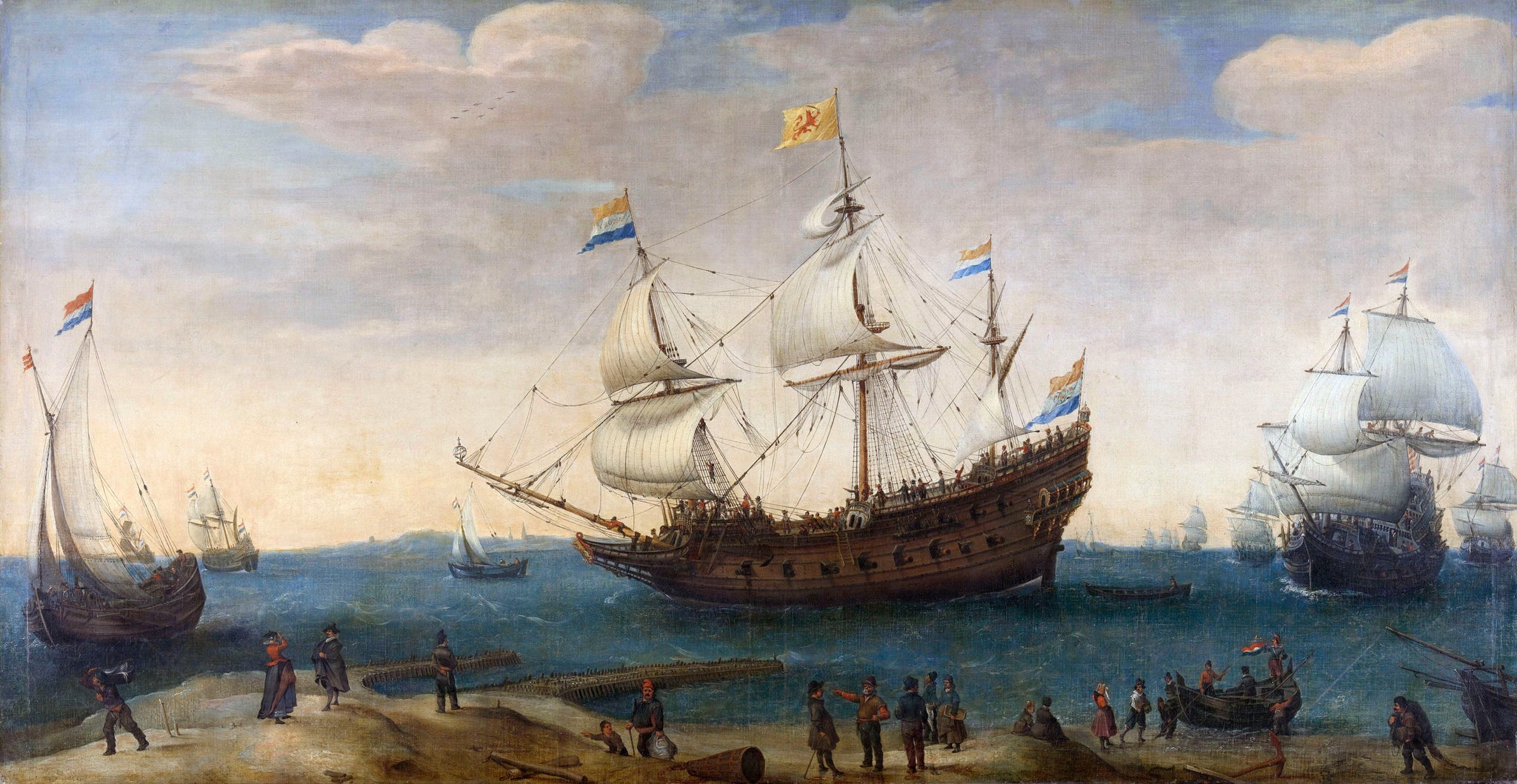 Un certain nombre d'Indiens au large des côtes - Hendrick Cornelisz Vroom