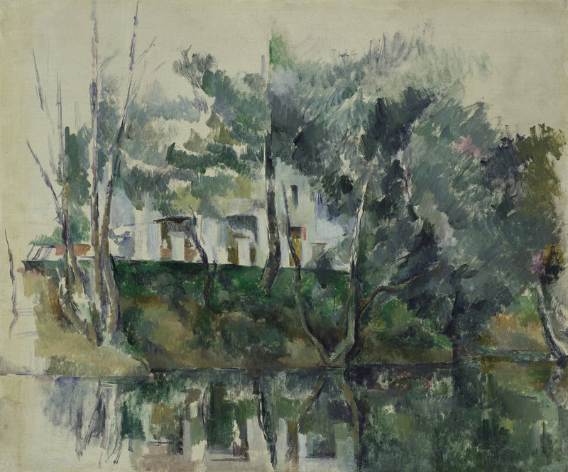 Alberi e case sul bordo dell'acqua - Paul Cézanne