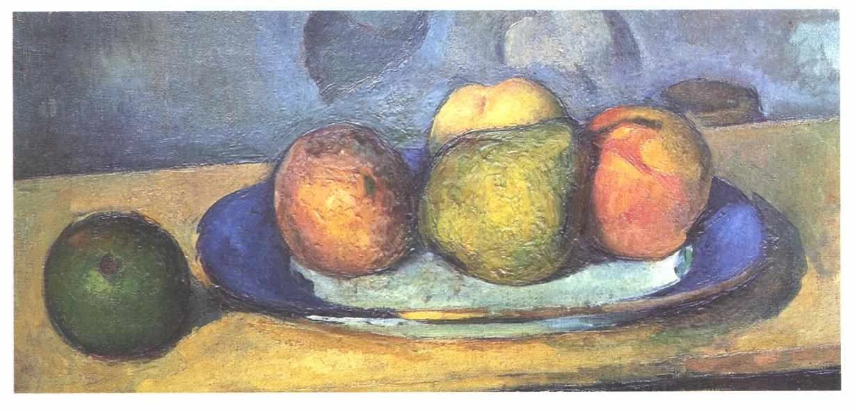 Assiette à bord bleu et fruits 1879–1882 de Paul Cézanne à la Galerie nationale de Prague O 3204 – reproduction peinture à l’huile sur toile