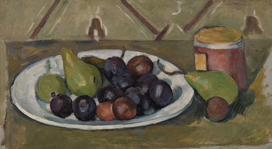 Piatto con frutta e barattolo di conserve - Paul Cézanne