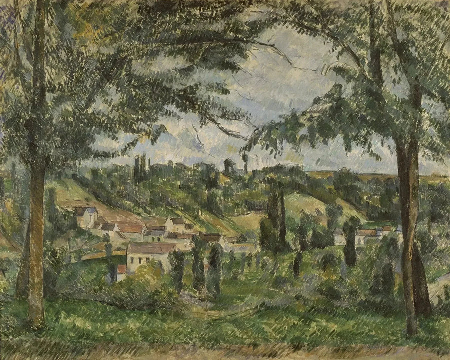 Il Villaggio dei Pâtis a Pontoise, incorniciato da alberi - Paul Cézanne
