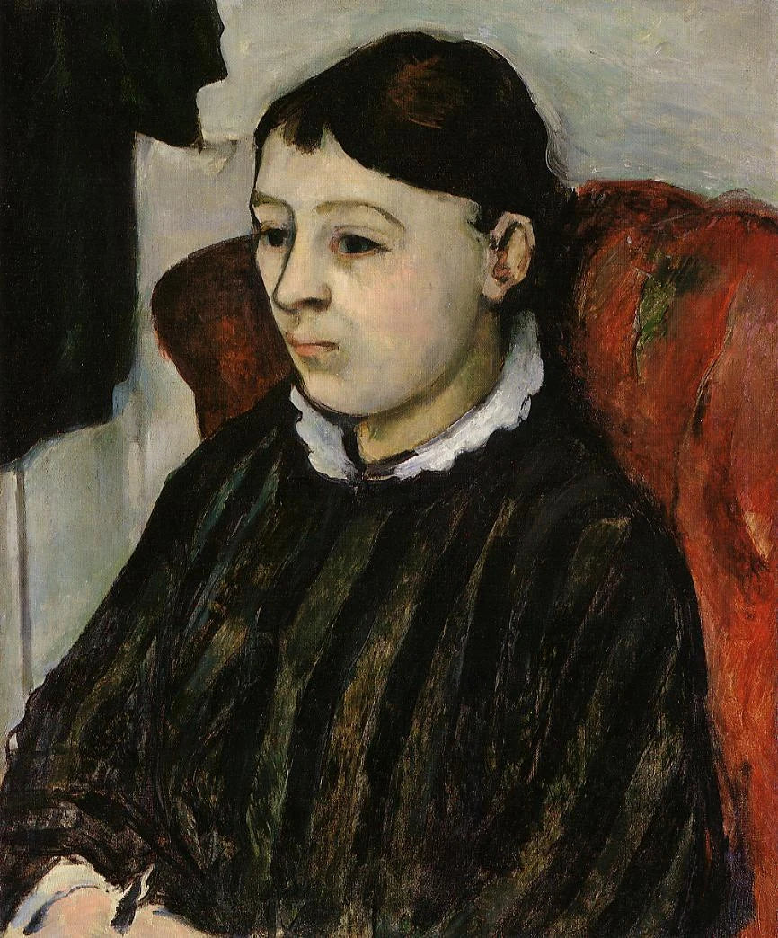 Madame Cezanne in abito a righe - Paul Cézanne
