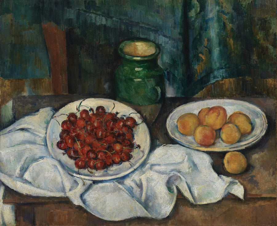 Albicocche e ciliegie su un piatto - Paul Cézanne