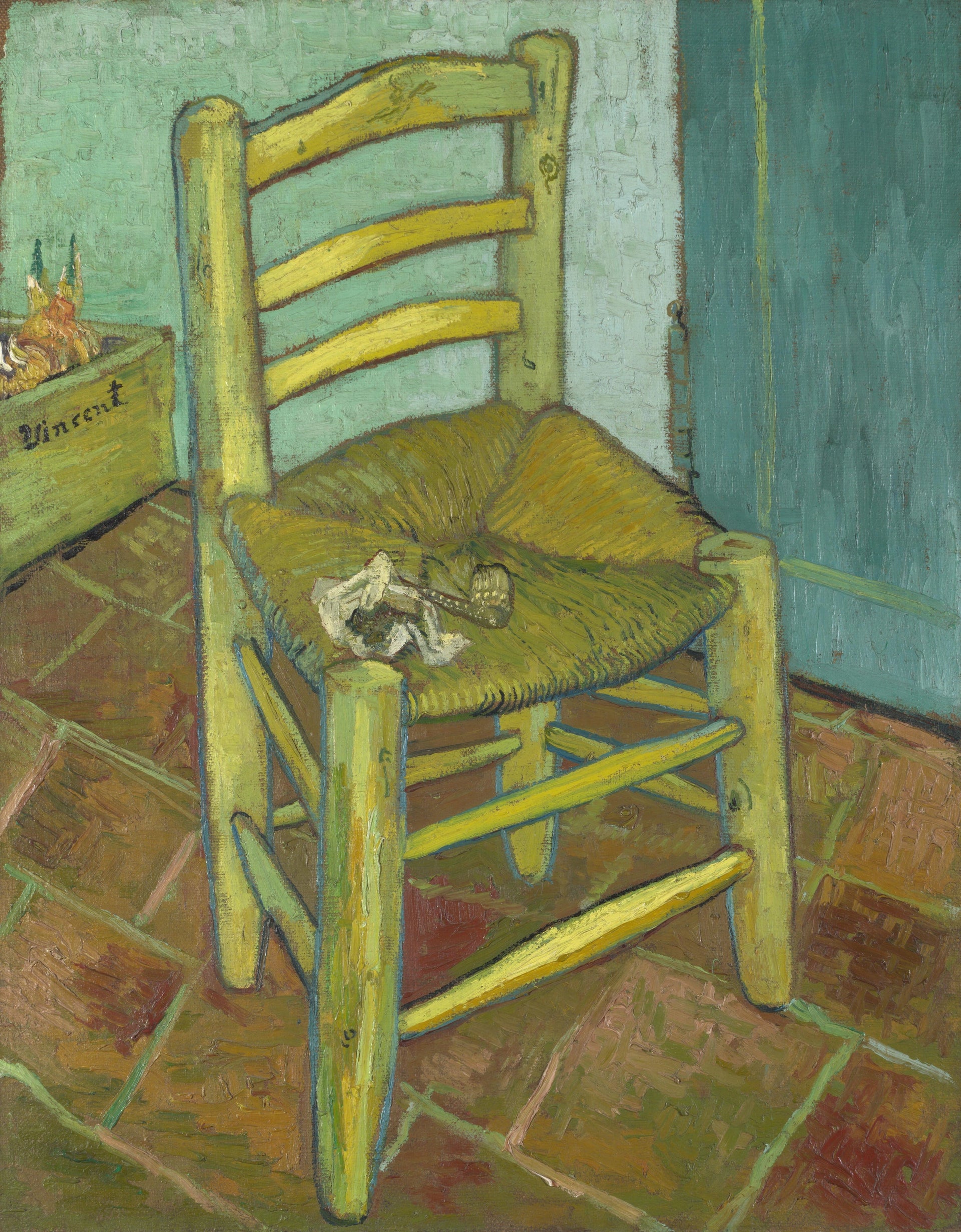 La Chaise de Vincent avec sa pipe F498 de Vincent van Gogh, National Gallery de Londres
