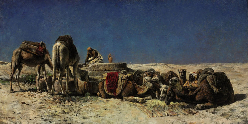 Dromedari accanto a una cisterna - Edwin Lord Weeks