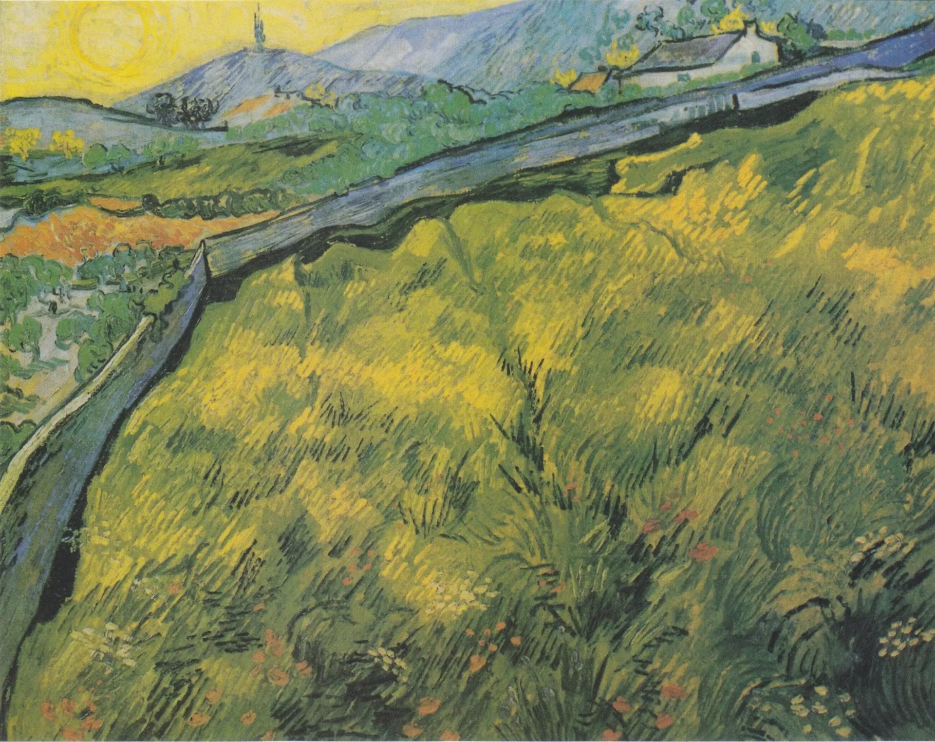 Champ de blé de printemps au lever du soleil - Vincent van Gogh image 1 reproduction de peinture à l’huile