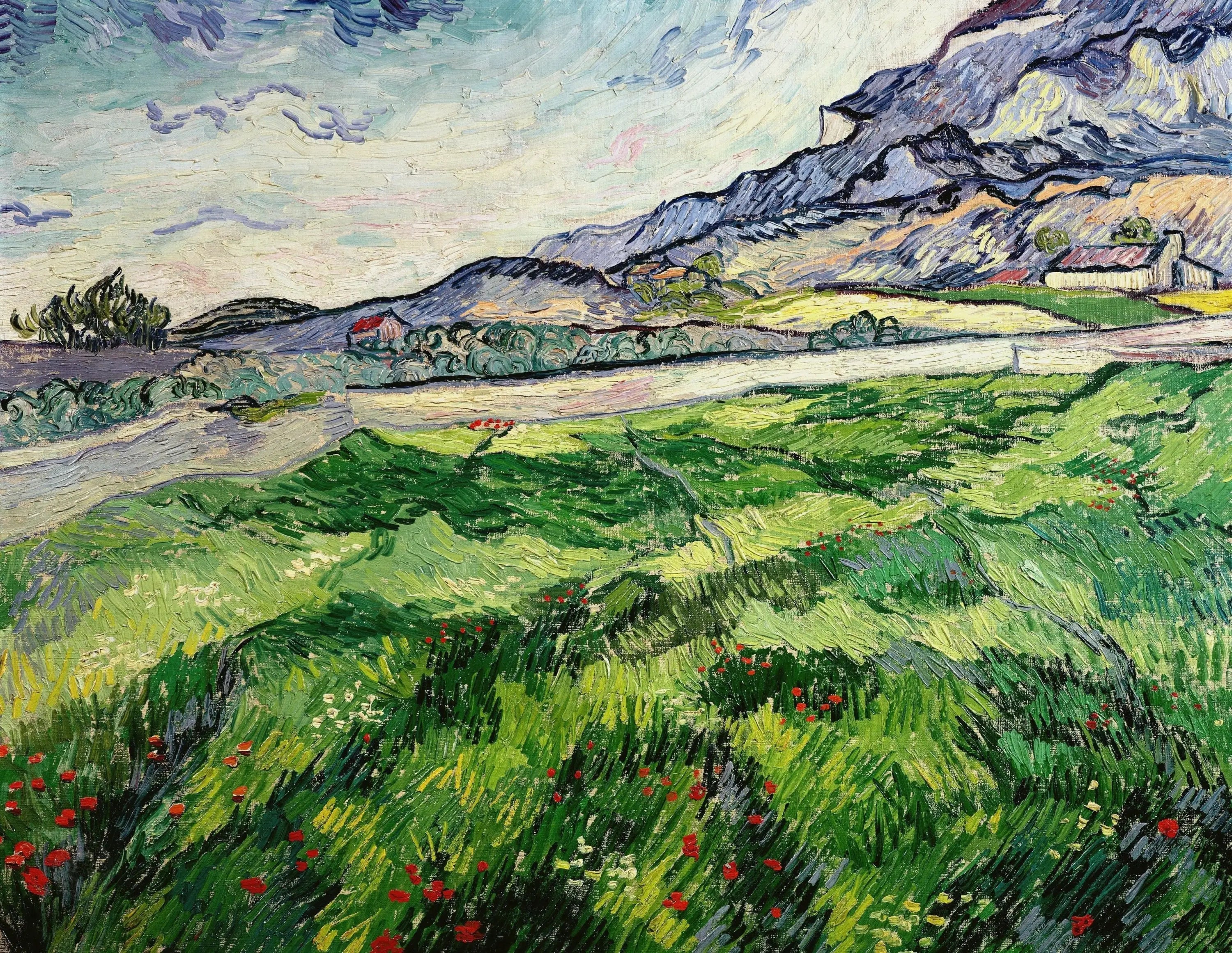 Reproduction du tableau « Champ de blé vert - Vincent van Gogh » par Alpha Reproduction en peinture à l’huile