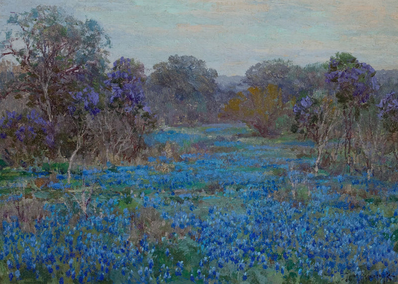 Campo di lupini blu con alberi - Julian Onderdonk