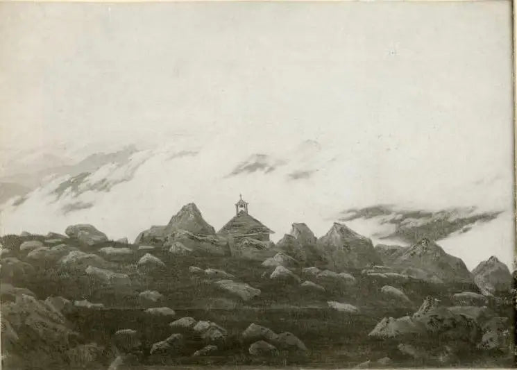 Cappella di montagna nella nebbia - Caspar David Friedrich