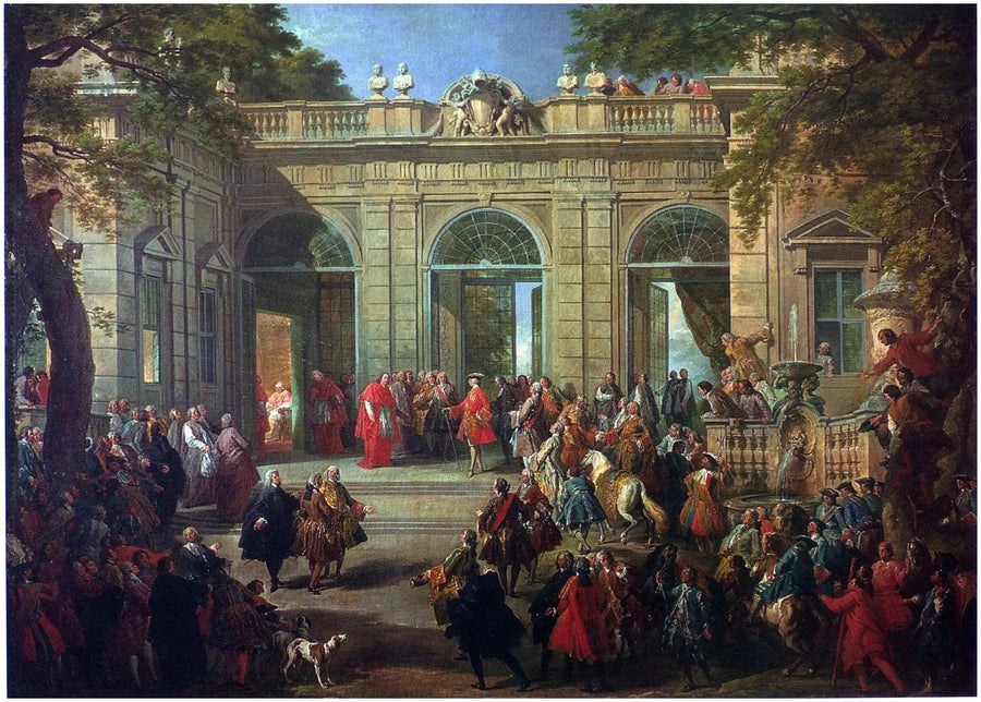 Charles de Bourbon visitando il Papa Benedetto XIV al Caffè del Quirinale - Giovanni Paolo Panini